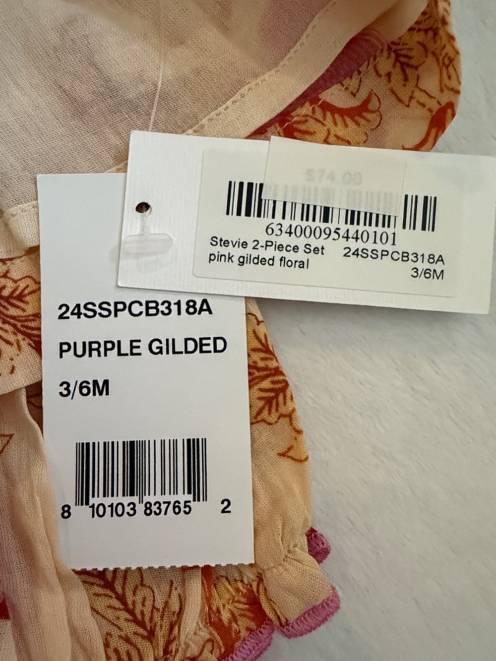 {NWT} Pink Chicken | Stevie Floral Smocked Boho Dress Set Purple Gilded (3/6M) - Picture 14 of 15